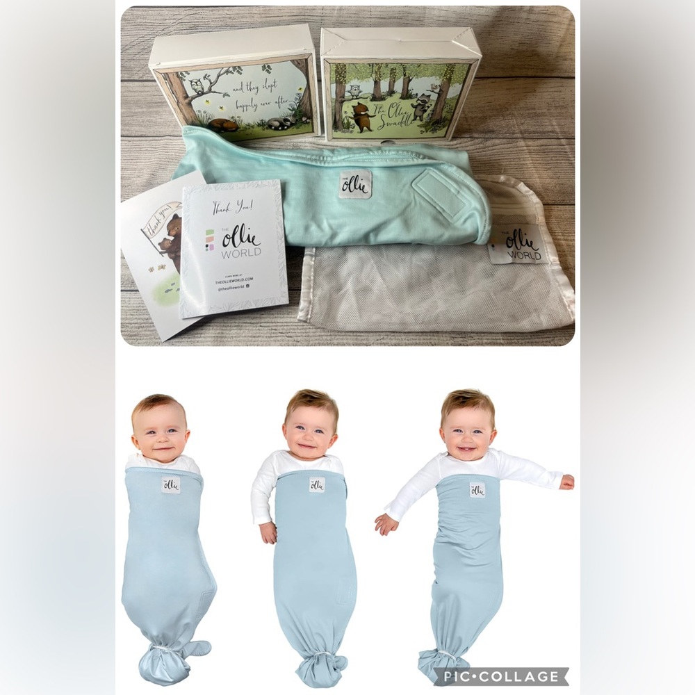Ollie World Baby Swaddle in Light Blue Adjustable Baby Swaddle for Newborns